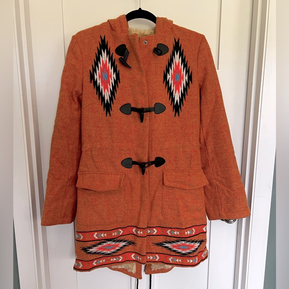 Tasi Malibu Aztec style fuzzy wool blend jacket